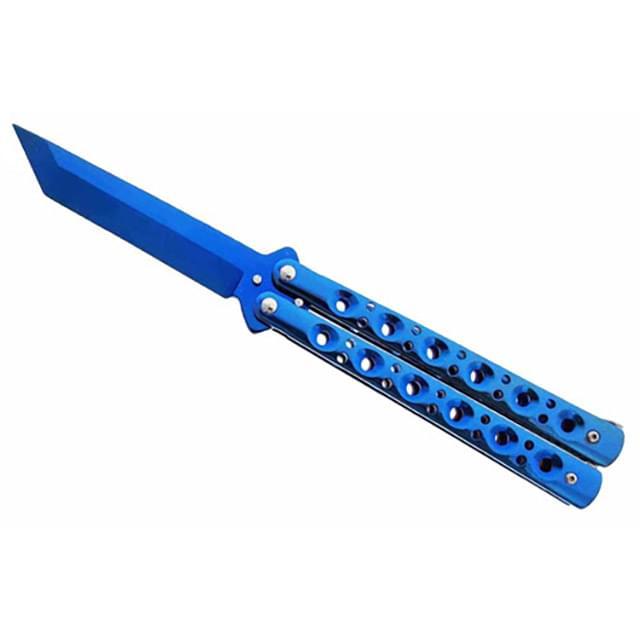 Razor Butterfly Knife With Lightening Holes - Blue image