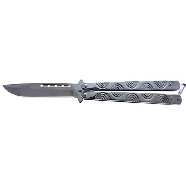 5.25" Stainless Steel Butterfly Folding Pocket Knife - Chrome image