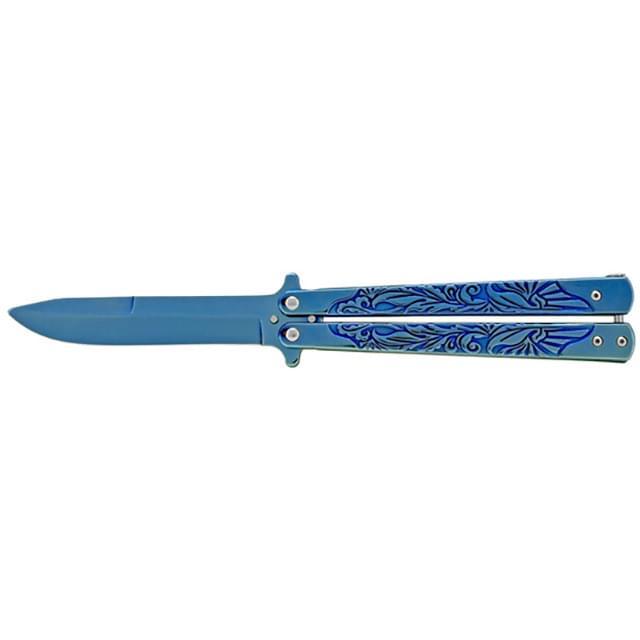 5.25" Stainless Steel Butterfly Pocket Knife - Blue image