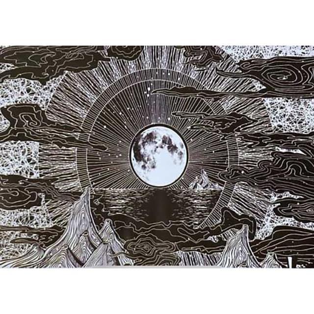 Black & White Moon Mountain Tapestries image