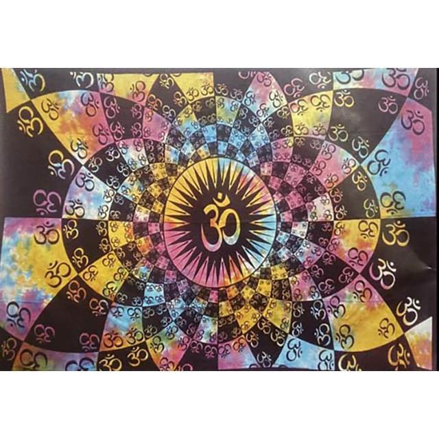 Checkerboard Tie Dye Om Peace Sign Tapestries image
