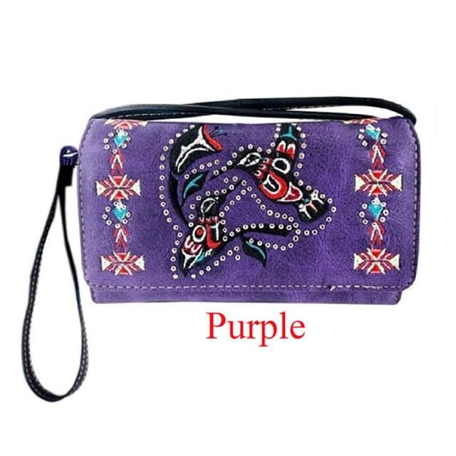 Hummingbird Aztec Pattern Western Wallet - Purple image