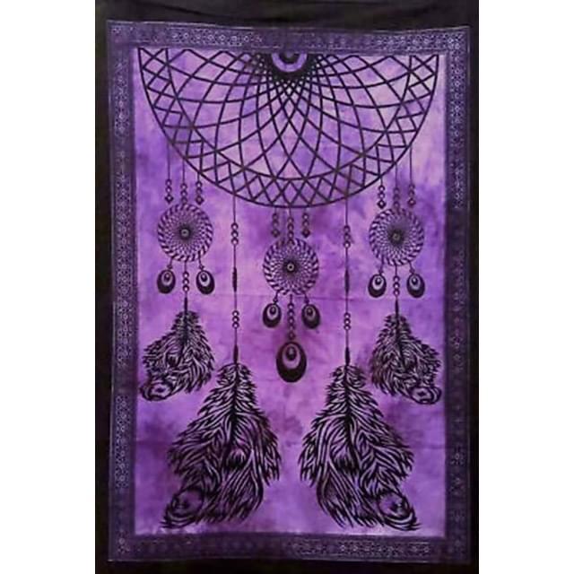 Purple Tie Dye Dream Catcher Feather Tapestries image