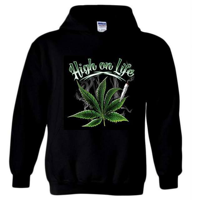 "High On Life" Marijuana Leaf Hoodies - Black M/L/XL image