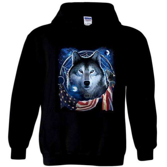 Wholesale Black Hoody "WOLF DREAM FLAG" image