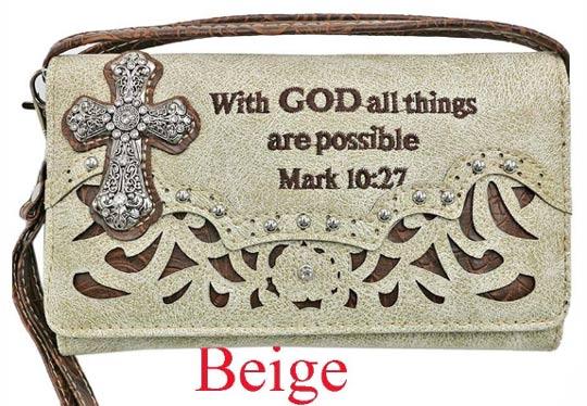"With God All Things Are Possible" Wallet Purse - Beige image