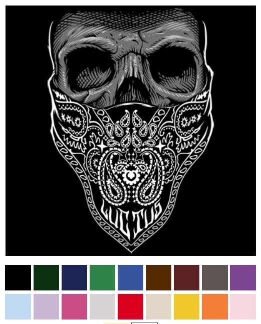 Black & White Bandana Skull Heat Transfers - 10.5'' x 14.5'' image