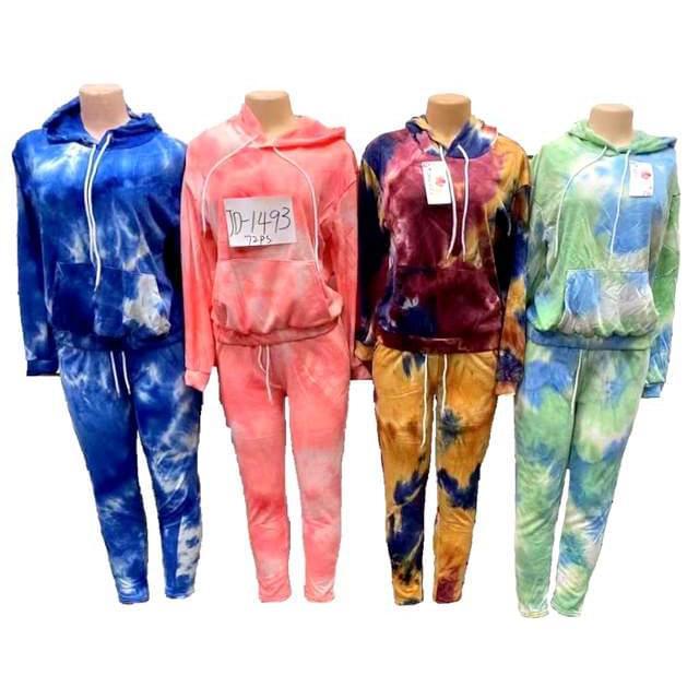 Tie Dye Workout Sets With Hoodie & Joggers - Assorted image