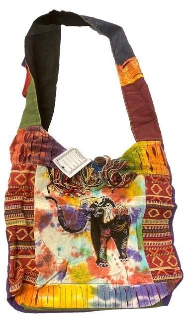 Nepal Handmade Hemp/Cotton Hobo Bags - Tie Dye Elephant image