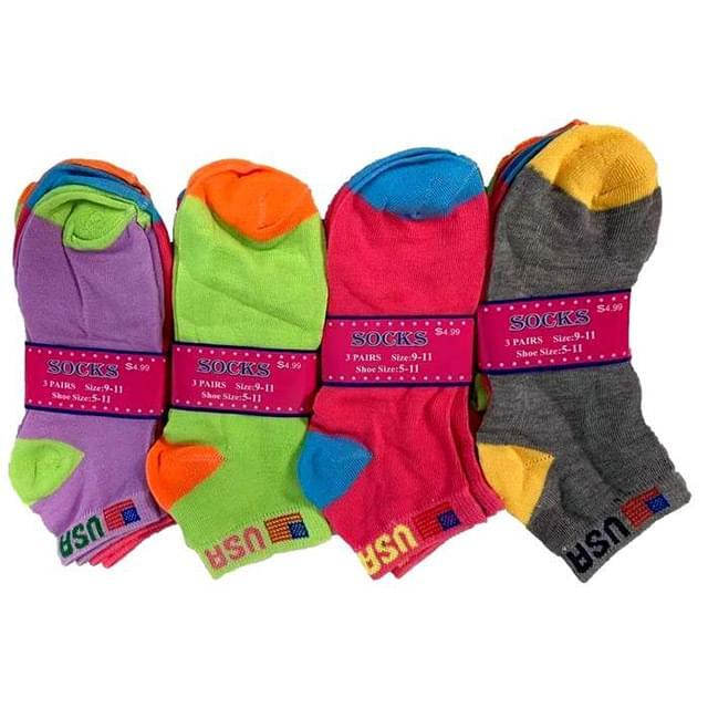 Colorful Women's Socks With Small USA Flag image