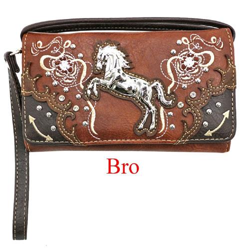 Zelris Western Floral Horse Trifold Wallet - Brown image