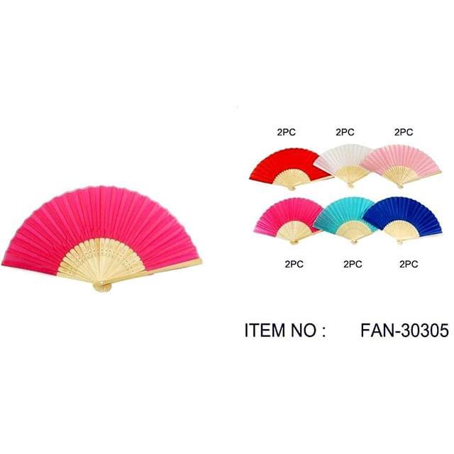 Solid Color Wood Hand Fans - Assorted image