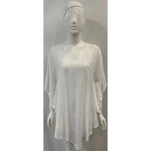 White Rayon Poncho Tops image