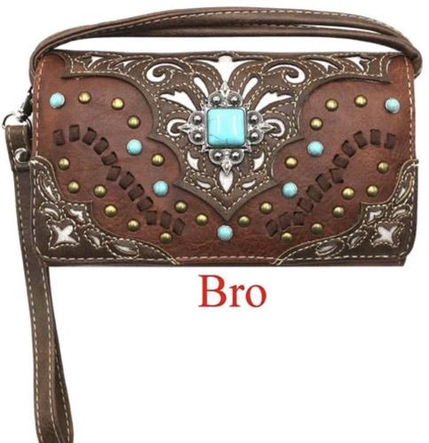 Turquoise Concho Fashion Wallet - Brown image