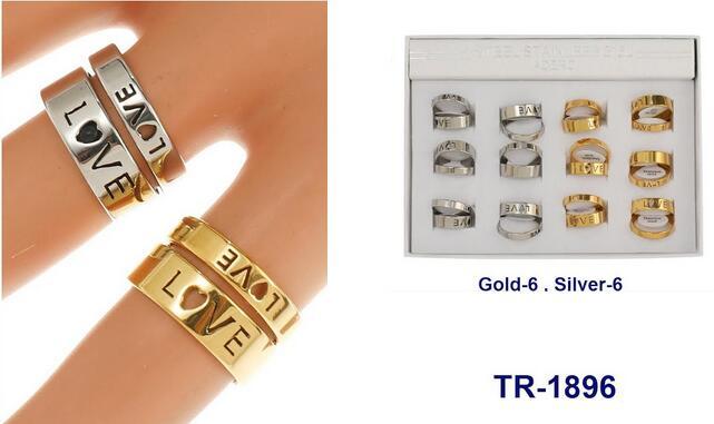 Stainless Steel "Love" Rings - Gold & Silver image