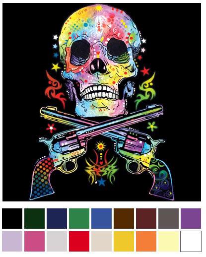 Colorful Skull & Guns Heat Transfers - 10.5'' x 14.5'' image