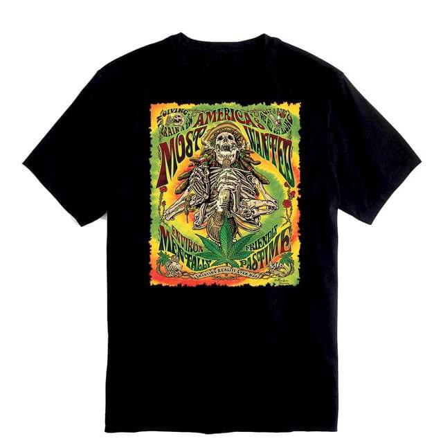 "America's Most Wanted" Marijuana Skeleton T-Shirts - Black XXL image
