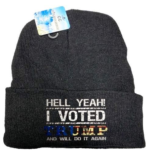 "Hell Yeah I Voted Trump" Winter Black Beanie image