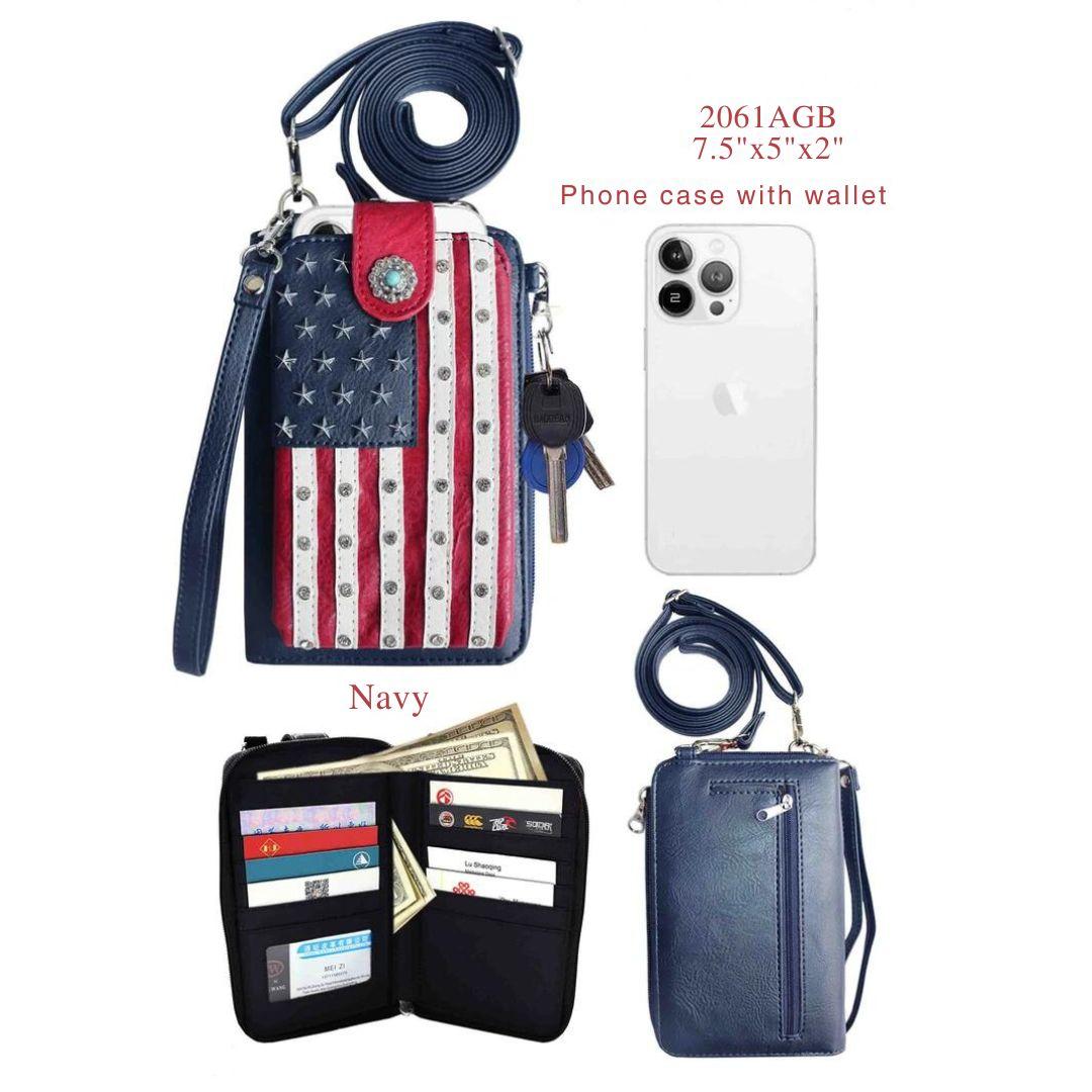 Studded American Flag Phone Wallet - Navy image