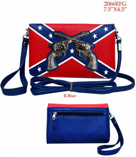Rebel Flag Crossed Guns Wallet - Navy image