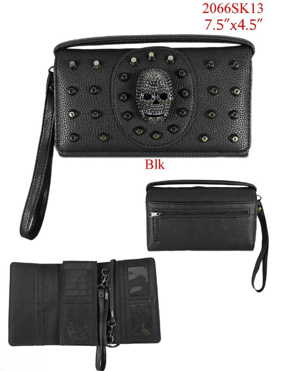 Studded Skull Wallet Purse - Black image