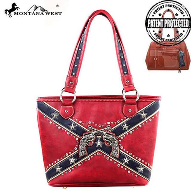 Confederate Flag Design Star Stud Tote Bag - Red image