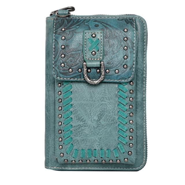 Montana West American Bling Crossbody Wallet Purse - Turquoise image