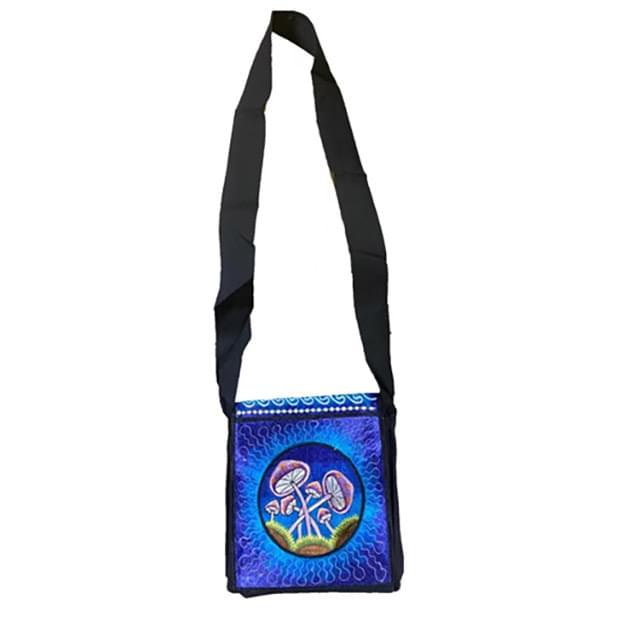Silk Embroidered Mini Sling Bags - Vibrant Mushroom Theme image