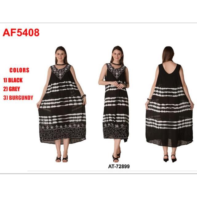 Rayon Crepe Tie Dye V-Neck Sectioned Long Dresses - Assorted image