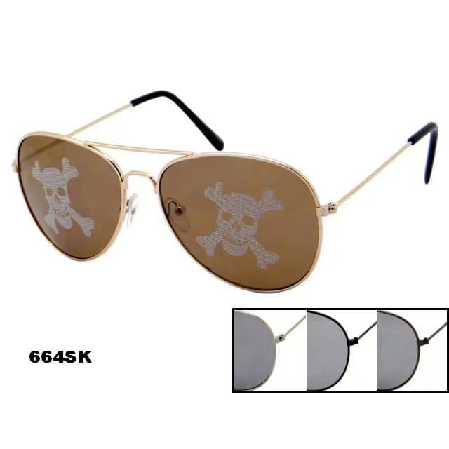 Round Frame Skull Lens Aviator Sunglasses image