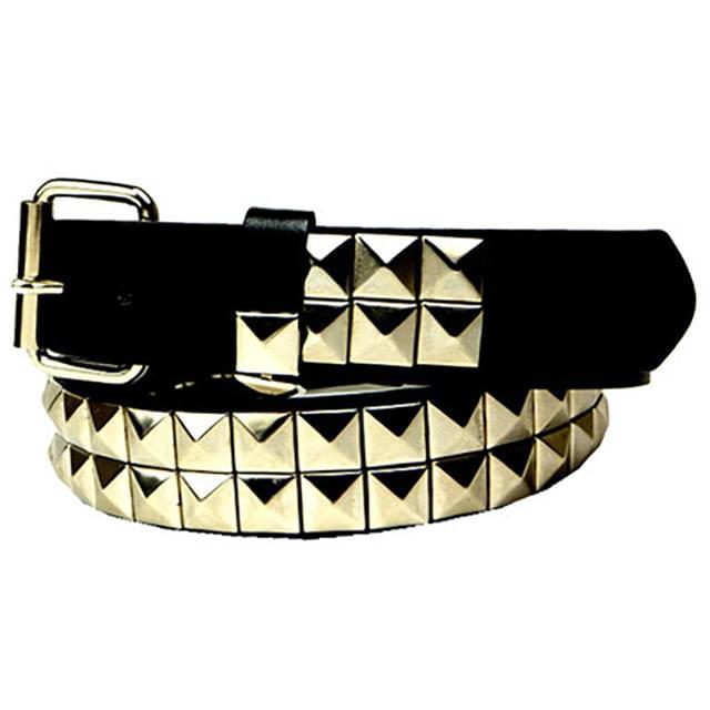 Silver 2-Row Pyramid Studded Kid's Belts - Unisex Boys/Girls image