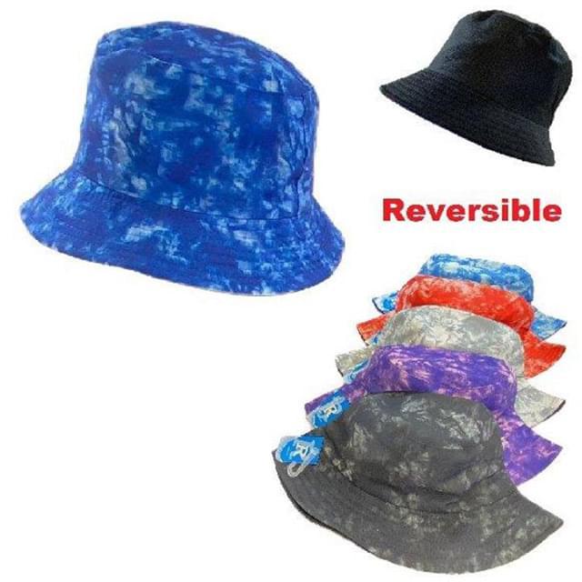 Wholesale Tie Dye Single Color Bucket Hats - Reversable image