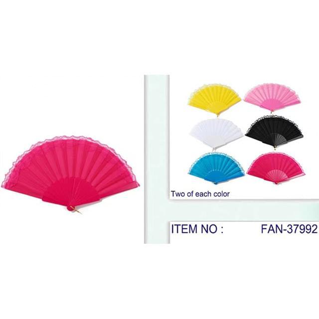 Solid Color Hand Fans With Lace - Assorted image