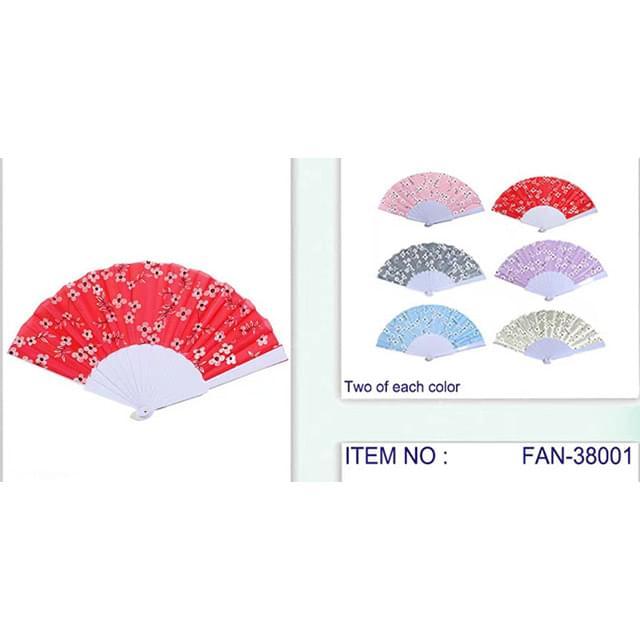 Flower Pattern Solid Color Hand Fans - Assorted image