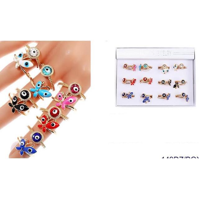 Colorful Butterfly & Evil Eye Rings - Assorted image