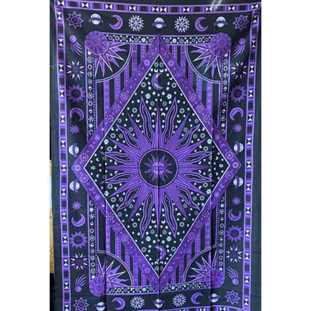 Purple & Black Cosmic Sun Tapestries image