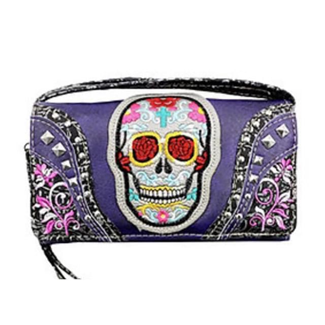 Studded Sugar Skull Wallet - Purple image