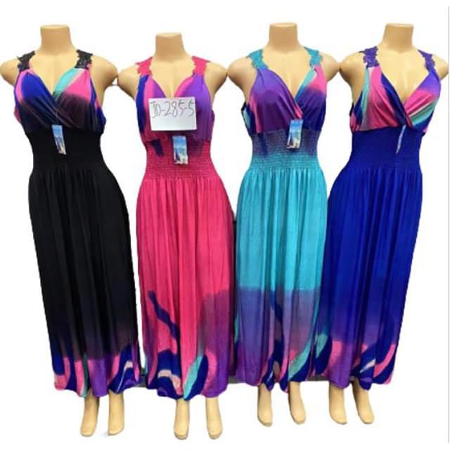 Ombre Patchwork Lace-Back Maxi Dresses - Assorted image