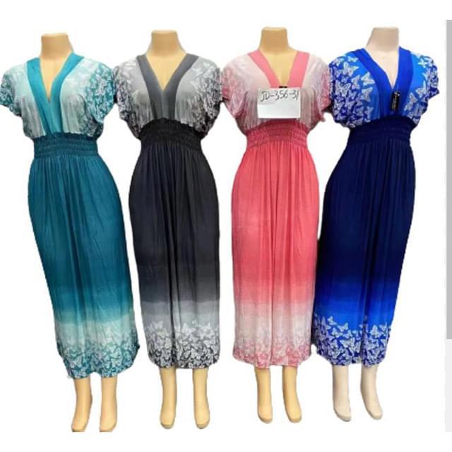 Ombre V-Neck Maxi Dress With Butterflies - Assorted image