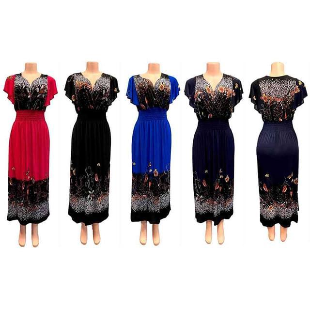 Ruffle Sleeve Floral Print Maxi Sundresses - Assorted image