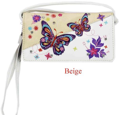 Colorful Butterflies & Flowers Wallet - Beige image