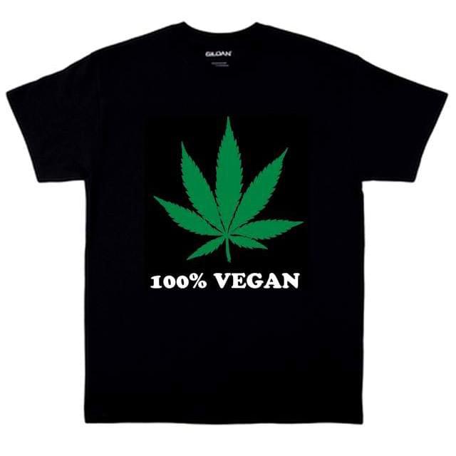 "100% Vegan" Marijuana Leaf T-Shirts - Black XXL image