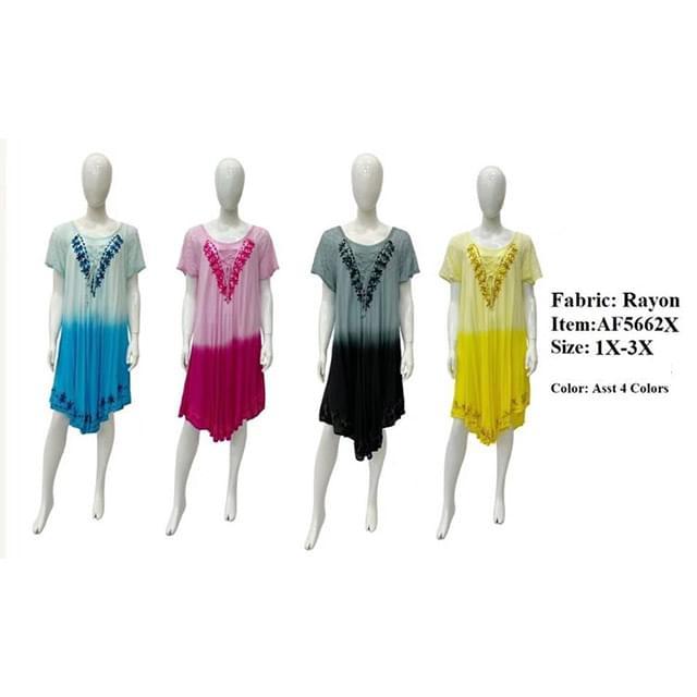 Rayon Crepe Raglan Sleeve Umbrella Dresses - Assorted image