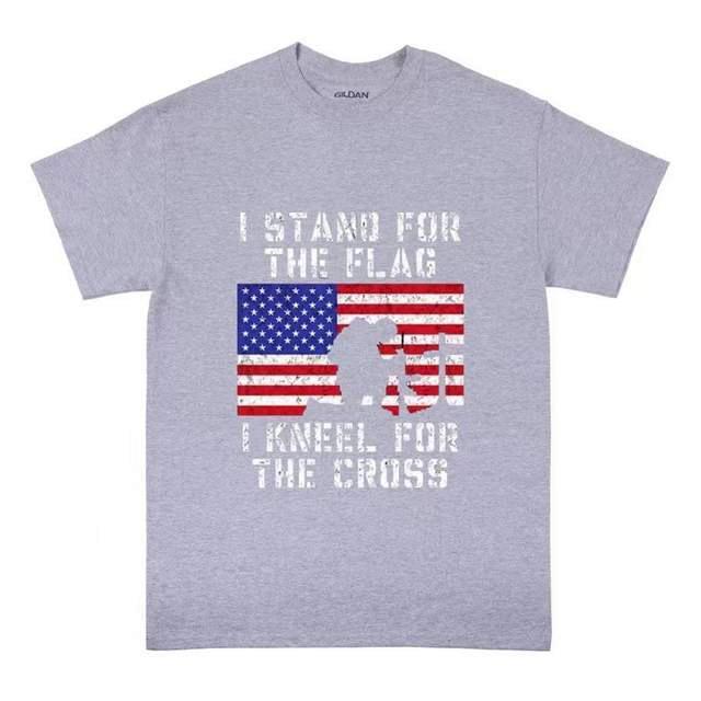 "I Stand For The Flag - I Kneel For the Cross" Patriotic T-Shirts - Sport Gray XXL image
