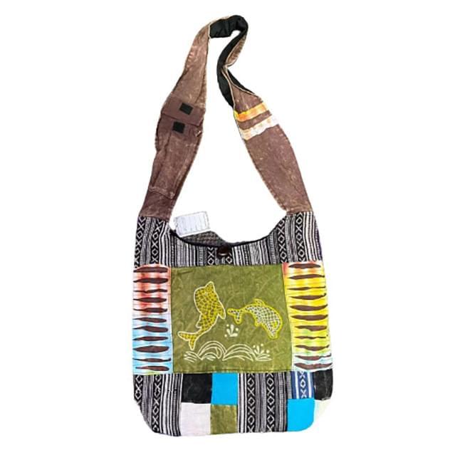 Handmade Razor-Cut Patchwork Hobo Bags - Dolphin Embroidery image