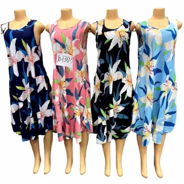 Tropical White Flower Print Long Sundresses - Assorted image