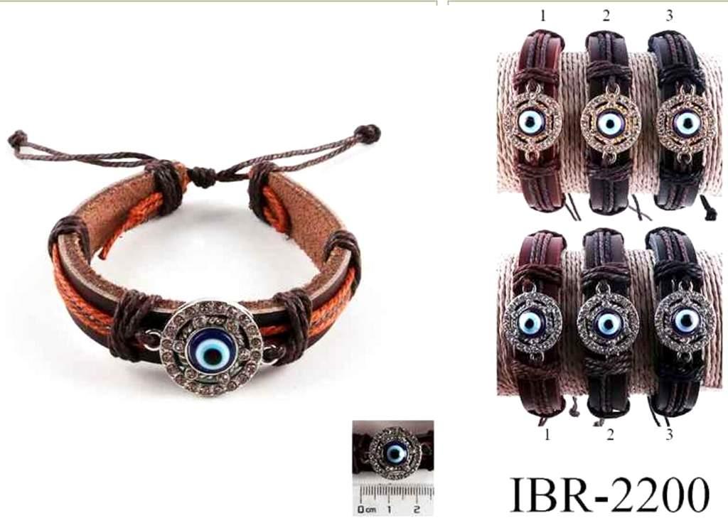 Rhinestone Evil Eye Faux Leather Bracelets - Assorted image