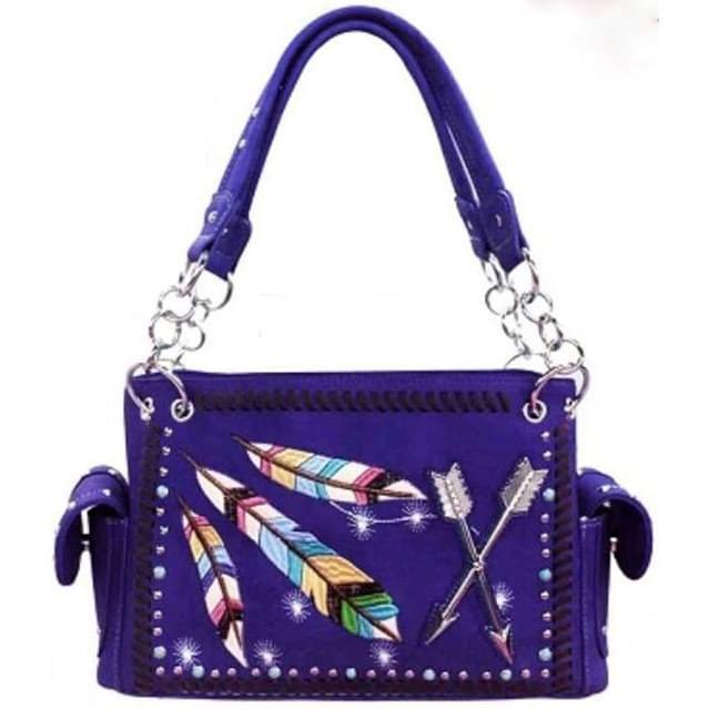 Western Feathers & Arrows Purse - Purple image