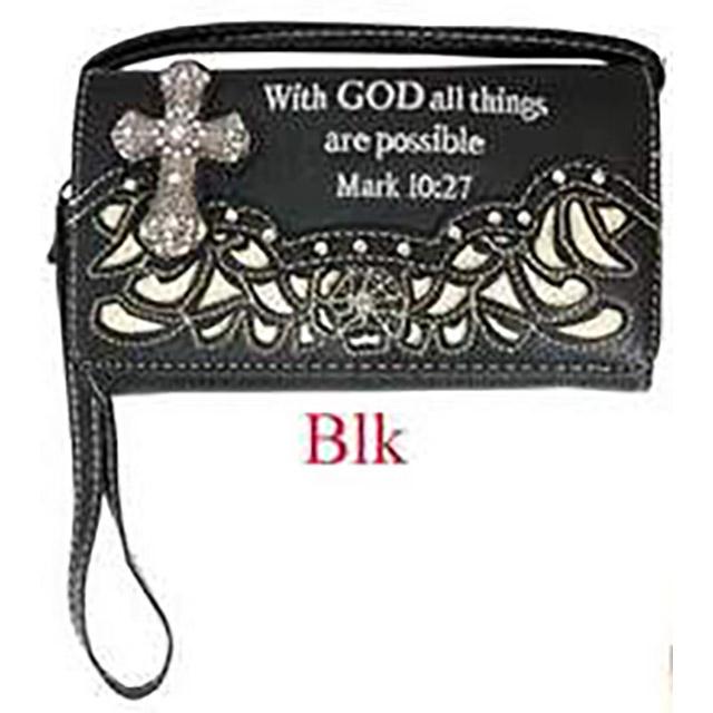 "With God All Things Are Possible" Wallet Purse - Black image