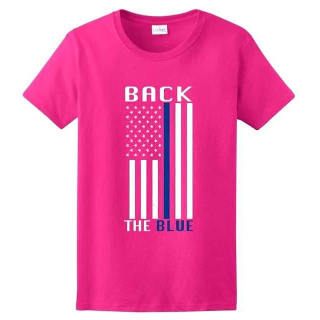 "Back The Blue" Flag T-Shirts - Pink M/L/XL image